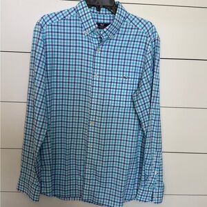 Vineyard Vines Blue & Teal Plaid Button-Down Shirt